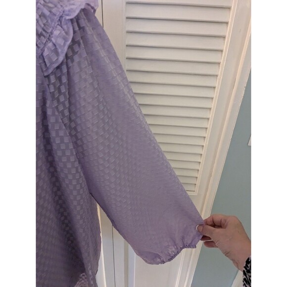 Simply Vera Vera Wang Top Women's XL Purple Smocked Ruffle Blouse Boho Sheer - Picture 5 of 14